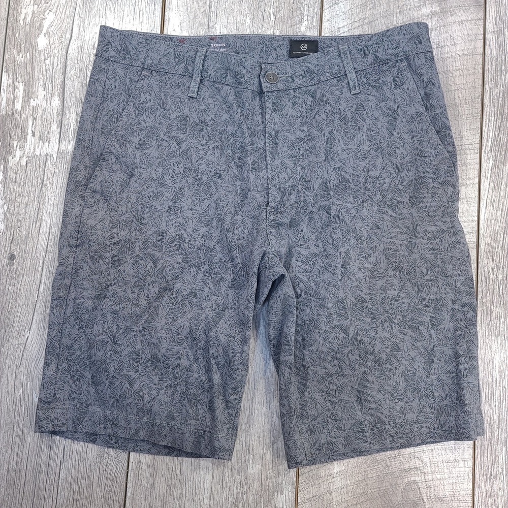 Adriano Goldschmied Mens Griffin Relaxed Short Size 33 Gray Floral Denim Jeans